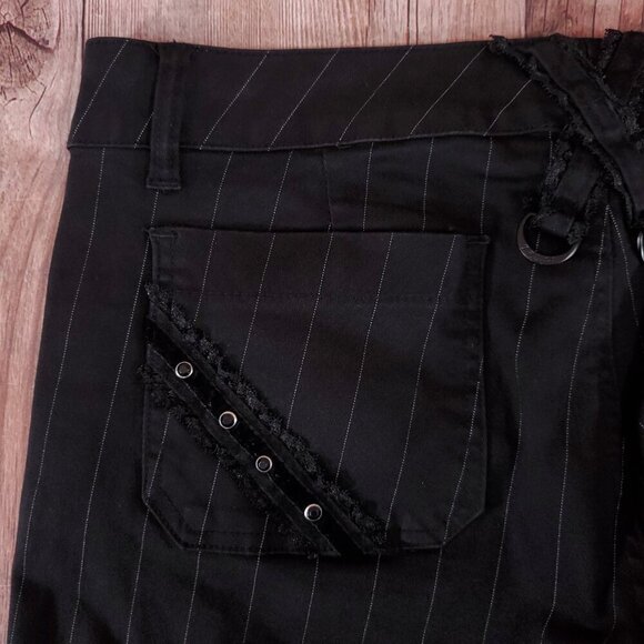 Vtg Tripp NYC Sz 13 Striper Black Tone Boot Cut Pants Pinstripe Goth Punk Y2K - Picture 11 of 15